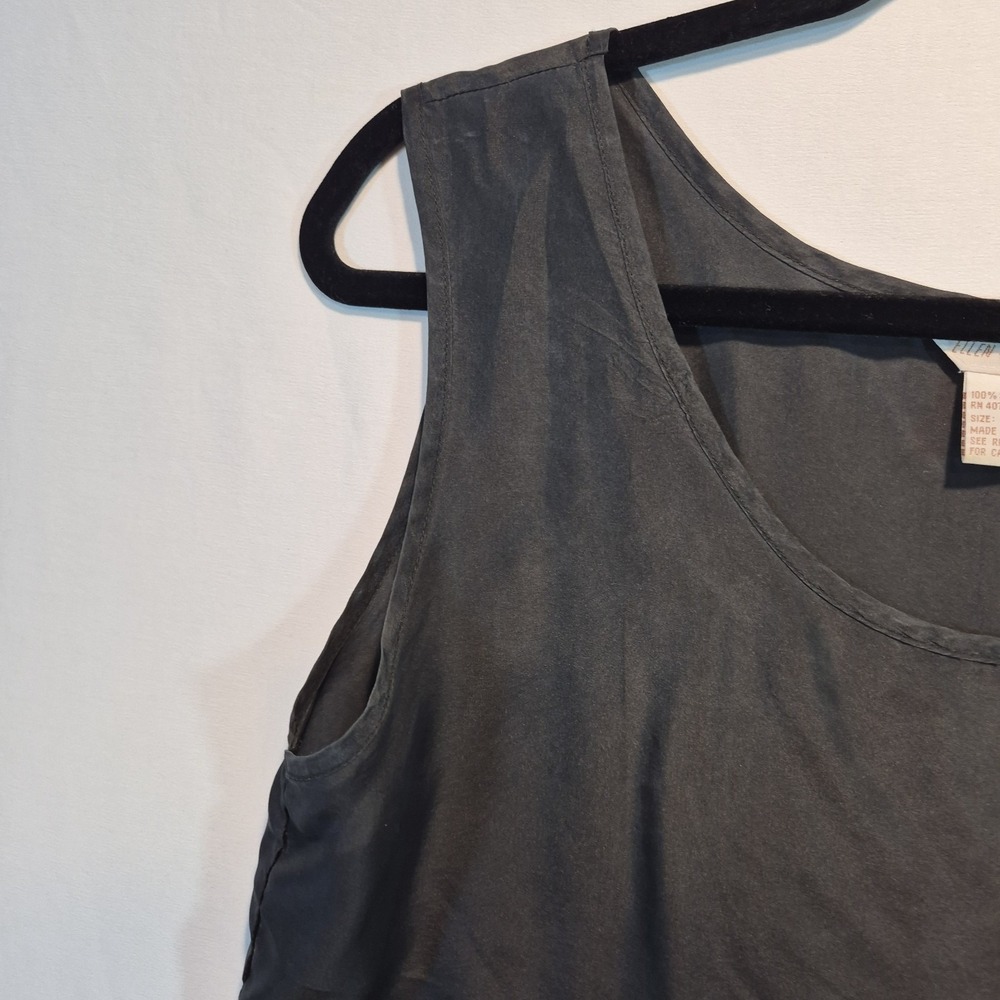 Ellen Asley Silk Tank Top Womens Md 90s Minimalist Grunge Lite Casual Goth - Picture 4 of 9